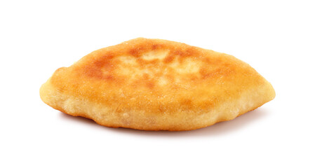 Delicious fried pyrizhok (stuffed pie) isolated on white