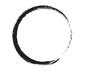 Black brush circle. A round stamp vector was isolated on the background, and a painted black brush circle vector was painted.