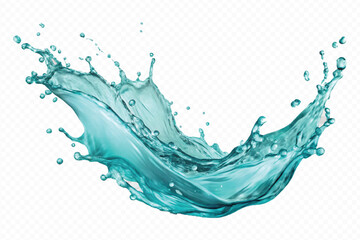 realistic 3d liquid water splash, flying liquid water on the air cut out isolated on white background