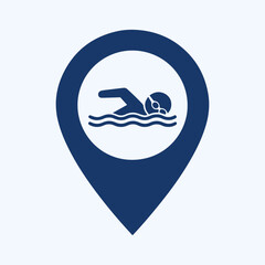 Public Swimming Pool Pin Location Icon - Map Marker for Pools, Recreation, and Aquatics