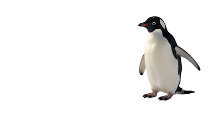 Obraz premium Penguin walking with flippers slightly out, isolated on white