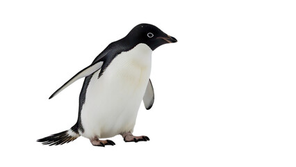 Naklejka premium Penguin walking with flippers slightly out, isolated on white
