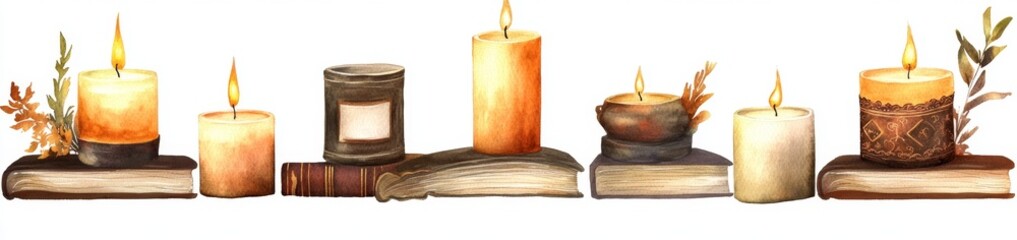 Autumnal Candles on Books