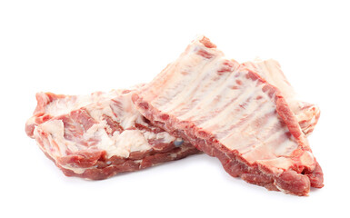 Fresh raw pork ribs isolated on white