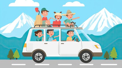 Family road trip adventure in the mountains.