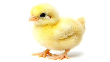 Cute yellow baby chick isolated on a white background