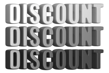 set of 3d render discount PNG images, grayscale, white, gray, black