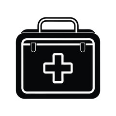 Obraz premium first aid kit box icon of silhouette vector illustration on white background