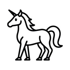 Flat Unicorn Line icon of silhouette vector illustration on white background