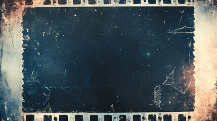 Vintage distressed scratched old photo light leaks, film grain, dust and scratches texture overlay with vignette border. Dirty grunge analog 8k widescreen retro effect background with copy space 