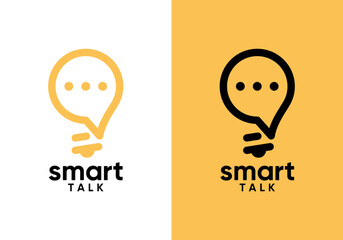 lamp talk bubble logo. energy smart idea symbol vector design concept
