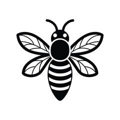 Silhouette art illustration of a basic bee icon in clean line art.eps