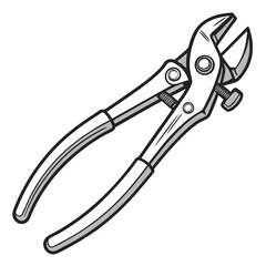 Illustration Of Gray Adjustable Pliers Tool Isolated On White Background