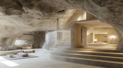 Cave-like dwelling showcasing minimalist design.