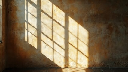 Sunlight Casting Shadows on Textured Wall in a Room