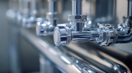 Technician testing plumbing system in a newly constructed building. Featuring technical knowledge and efficiency