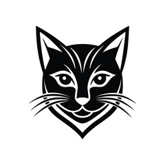 Silhouette art illustration of an elegant cat face logo.eps