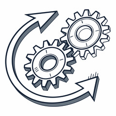 Abstract Gears With Arrows Indicate Process Or Mechanical Cycle Isolated Concept