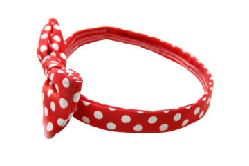 Charming red polka dot headband perfect for playful outfits and cheerful occasions isolated on transparent background