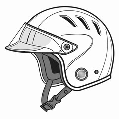 Vector Illustration Of A Protective Helmet With Visor On White Background