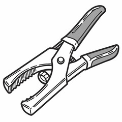 Alligator Clip Illustration Tool Clamp Isolated On White Background Minimal Design