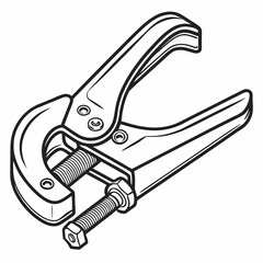 Detailed Line Art Illustration Of A Toggle Clamp Tool Perspective View