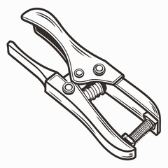 Vintage Style Toggle Press Tool Engraving Vector Illustration Black And White