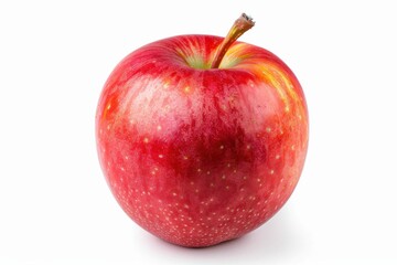 A vibrant red apple glistening with freshness against a white backdrop on a sunny day isolated on transparent background