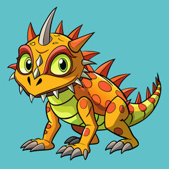 Fototapeta premium Colorful full-body illustration of the Thorny Devil, a spiky Australian lizard with unique textures and vibrant details.