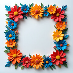 Obraz premium Paper craft, floral arrangement, yellow and blue flowers