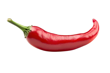 Vibrant red chili pepper resting elegantly on a smooth surface under soft lighting isolated on transparent background