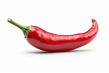 Vibrant red chili pepper resting elegantly on a smooth surface under soft lighting isolated on transparent background