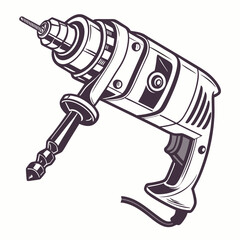 Vintage Electric Drill Illustration For Construction And Repair Projects Blueprint Style