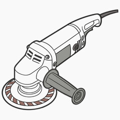 White Angle Grinder Power Tool Illustration For Construction And Renovation Work