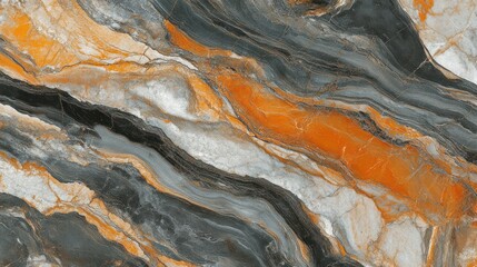 Intricate stone design with swirling orange, gray, and black veining