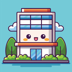 Obraz premium Cute Building with Happy Expression
