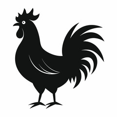 Stylized Black Rooster Silhouette Vector