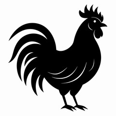 Stylized Black Rooster Silhouette Vector