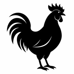 Stylized Black Rooster Silhouette Vector
