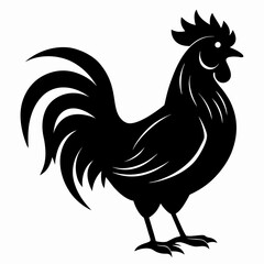 Stylized Black Rooster Silhouette Vector