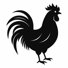 Stylized Black Rooster Silhouette Vector