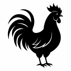 Stylized Black Rooster Silhouette Vector