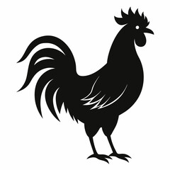 Stylized Black Rooster Silhouette Vector