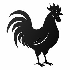 Stylized Black Rooster Silhouette Vector