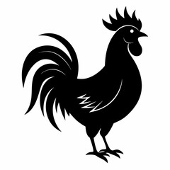 Stylized Black Rooster Silhouette Vector