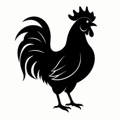 Stylized Black Rooster Silhouette Vector