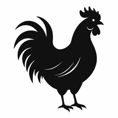 Stylized Black Rooster Silhouette Vector