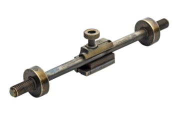 Vintage metal bar with adjustable clamp and knobs for precision tasks in a workshop setting isolated on transparent background
