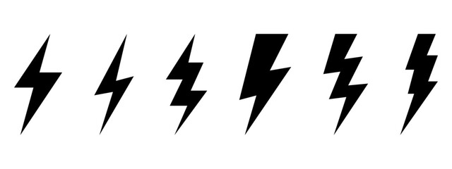 Vector electric lightning bolt logo set isolated on white background for electric power symbol,