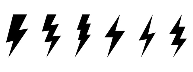 Vector electric lightning bolt logo set isolated on white background for electric power symbol,